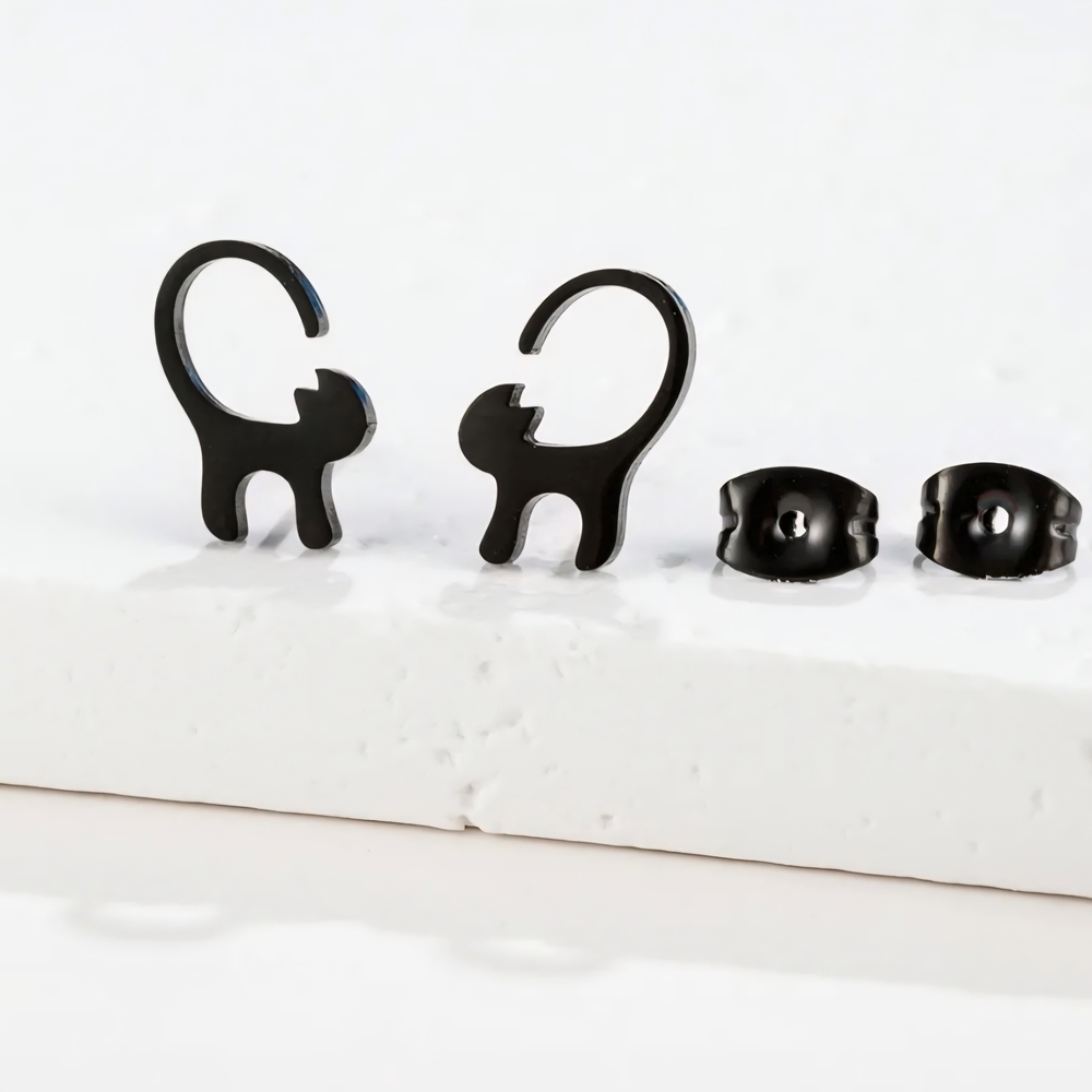 Black Cat-Shaped Earrings
